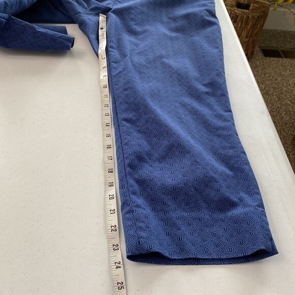 Hilary Radley Geo Print High Waist Blue Cropped Pants Slim Leg Stretch Slit Hem - Picture 13 of 16